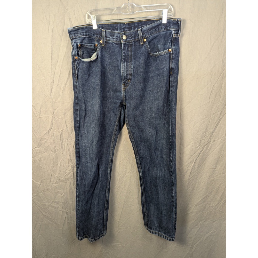 Levis 505 Regular Fit Dark Wash Blue Denim Jeans Mens W38 L32 Straight Leg